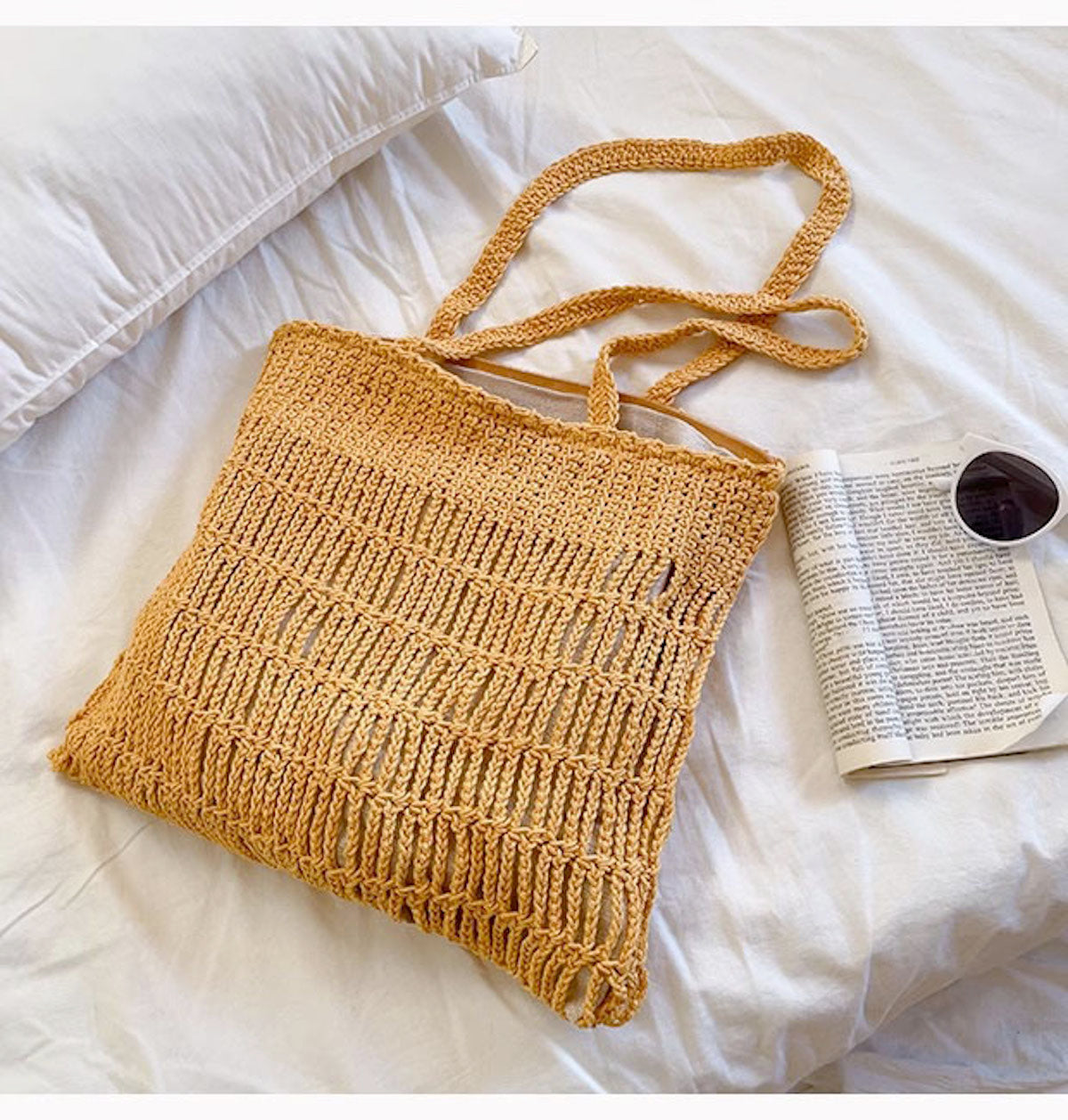 Women’s Retro Cotton Knitted Shoulder Bag Casual Tote Bag for Boho Everyday Style & Gifts