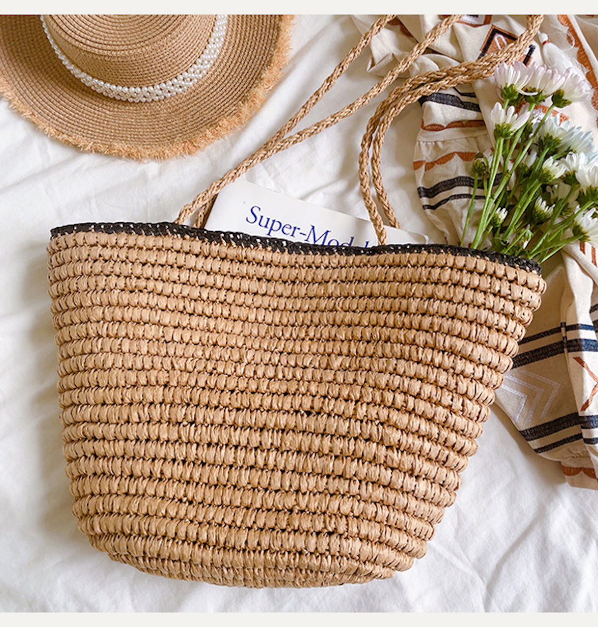 Women’s Summer Straw Basket Summer Tote for Beach, Vacation & Summer Outfits