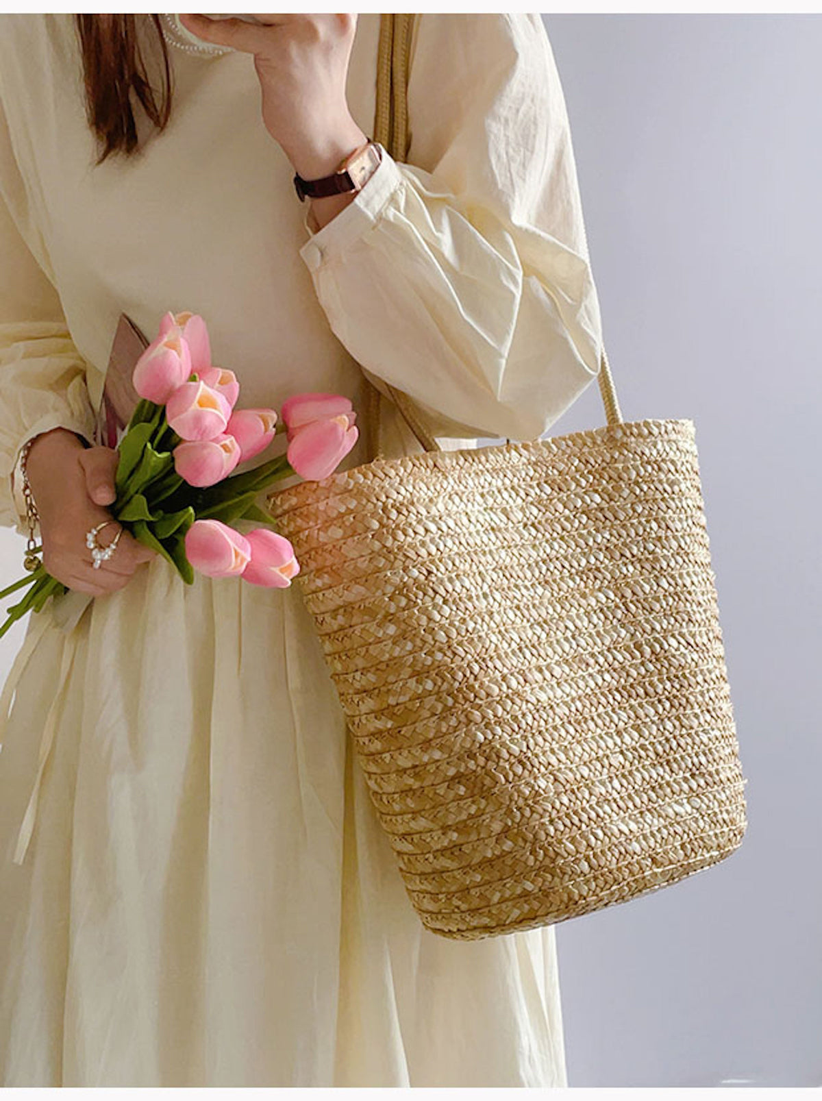 Women’s Straw Basket Summer Tote for Beach, Vacation & Summer Outfits