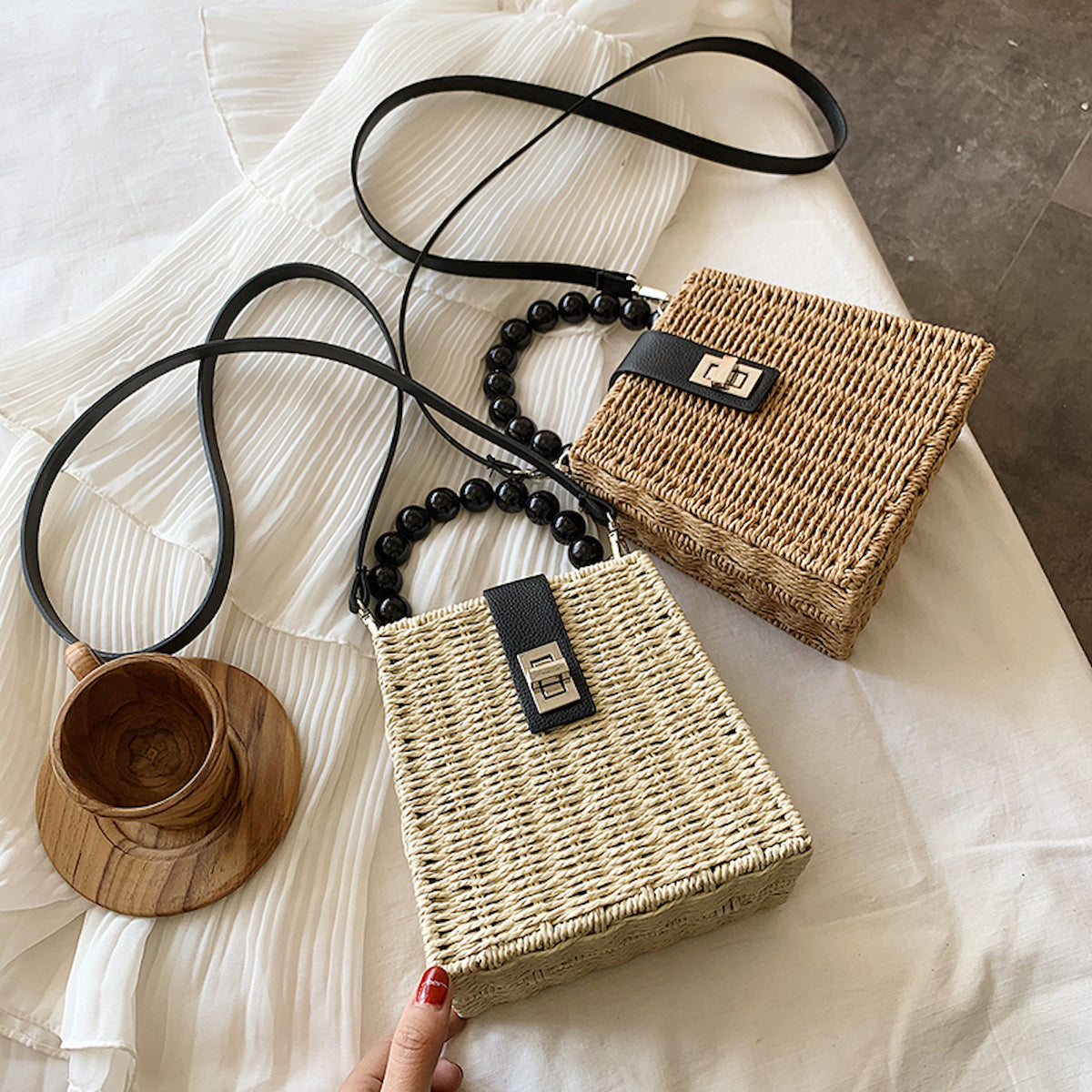 Women’s Straw Woven Box Purse for Beach, Vacation & Summer Outfits
