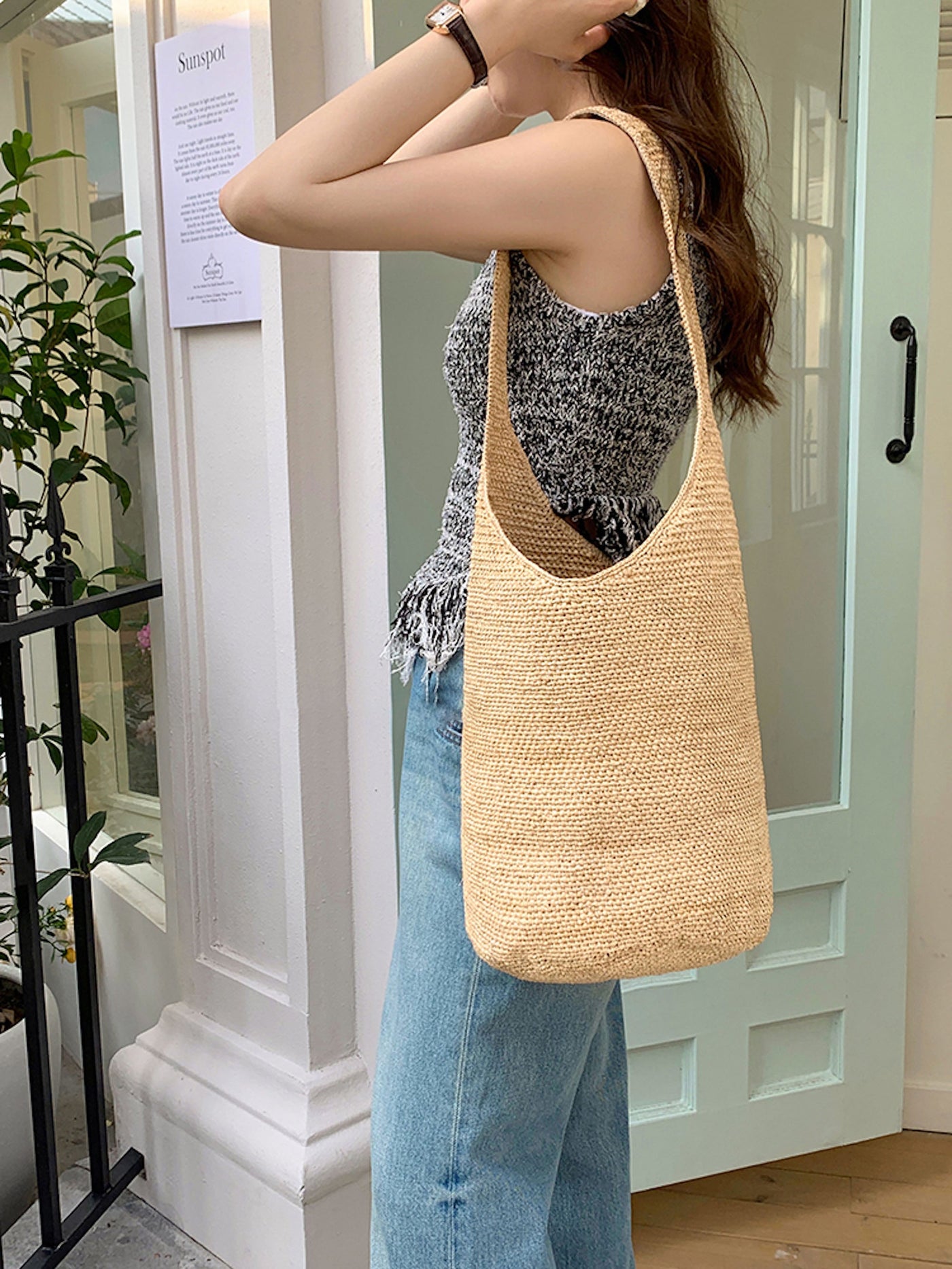Women's Raffia Straw Basket Shoulder Bag for Beach, Vacation & Summer Outfits