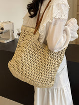 Women’s Lightweight Straw Woven Square Tote Bag for Beach, Vacation & Summer Outfits