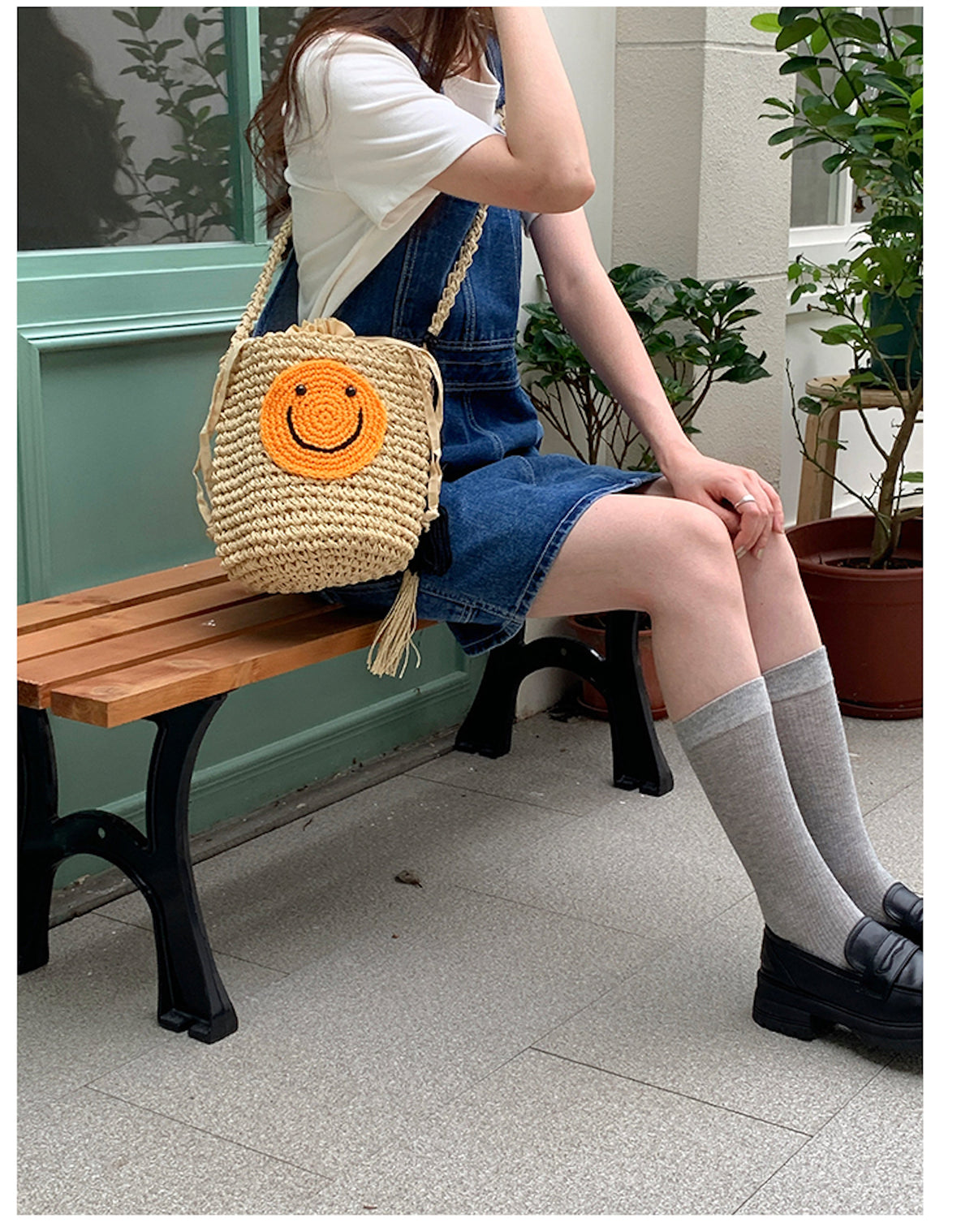 Women’s Straw Smiley Face Crossbody Bag for Beach, Vacation & Summer Outfits