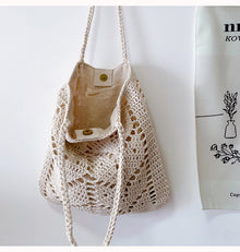 Women’s Retro Artsy Cotton Knitted Bag Shoulder Bag for Boho Everyday Style & Gifts