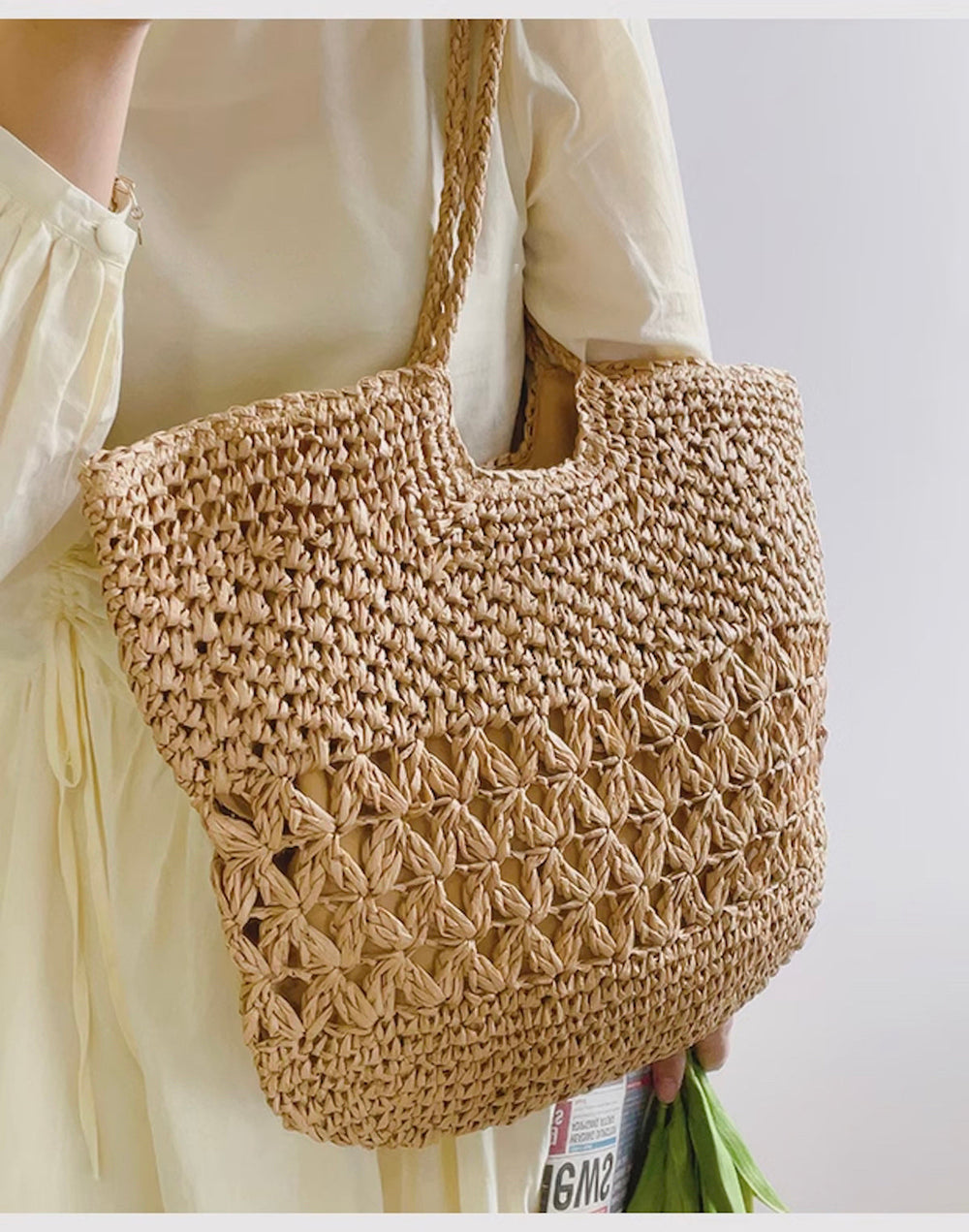 Women’s Large Straw Woven Tote Bag for Beach, Vacation & Summer Outfits