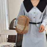 Women’s Straw Cube Shaped Handbag Purse for Beach, Vacation & Summer Outfits