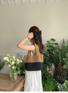 Women’s Summer Two Tone Simple Straw Shoulder Bag Purse for Beach, Vacation & Summer Outfits