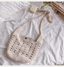 Women’s Crochet Cotton Bucket Shoulder Bag for Boho Everyday Style & Gifts