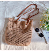 Women’s Floral Design Cotton Knitted Shoulder Bag for Boho Everyday Style & Gifts