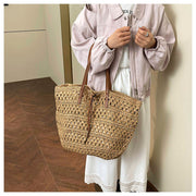 Women’s Beach Straw Woven Tote Bag for Beach, Vacation & Summer Outfits