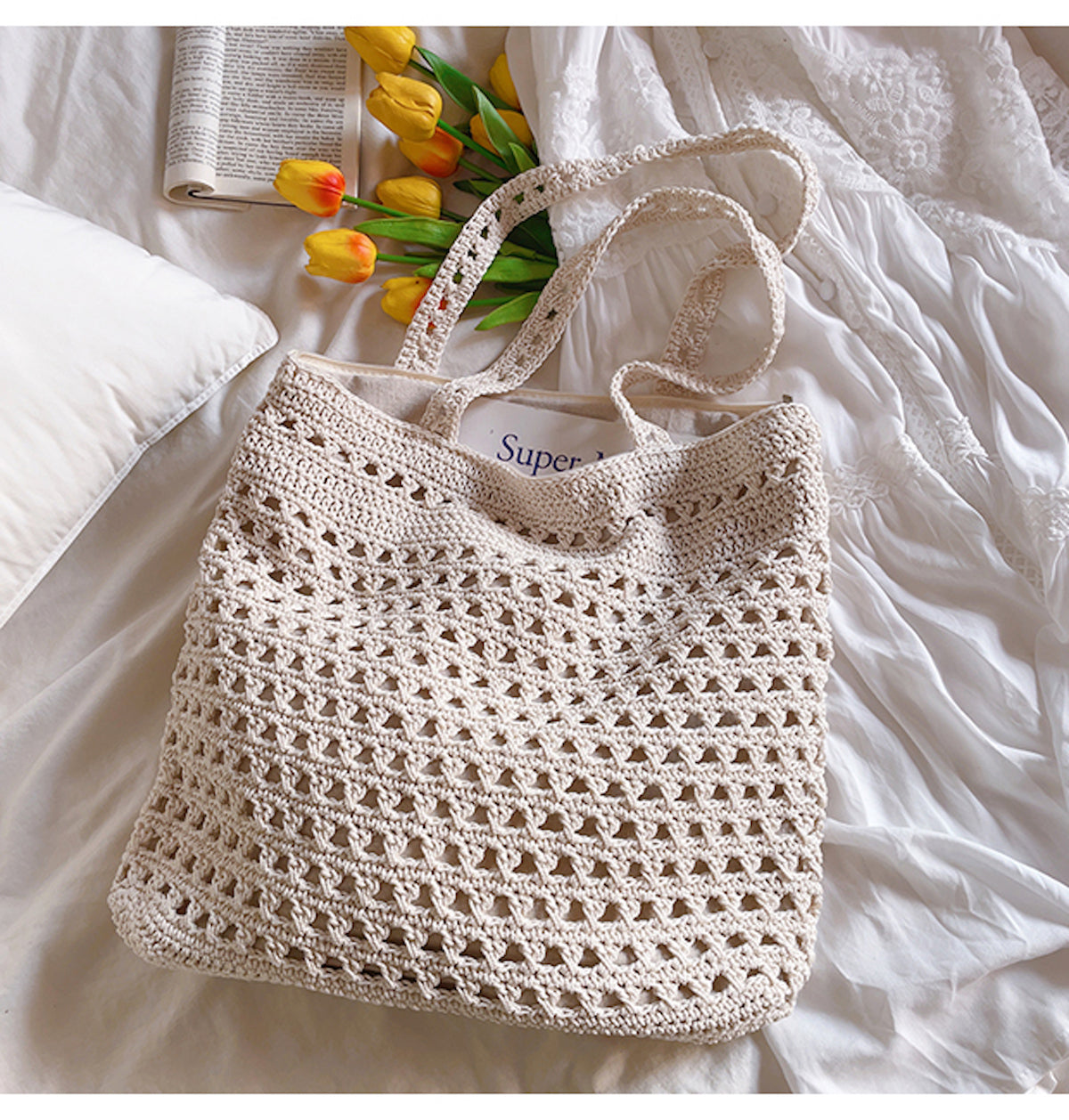 Women’s Handmade Crochet Retro Style Tote Bag for Boho Everyday Style & Gifts
