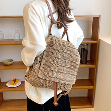 Women’s Straw Backpack with Leather Strap Tote Bag for Beach, Vacation & Summer Outfits