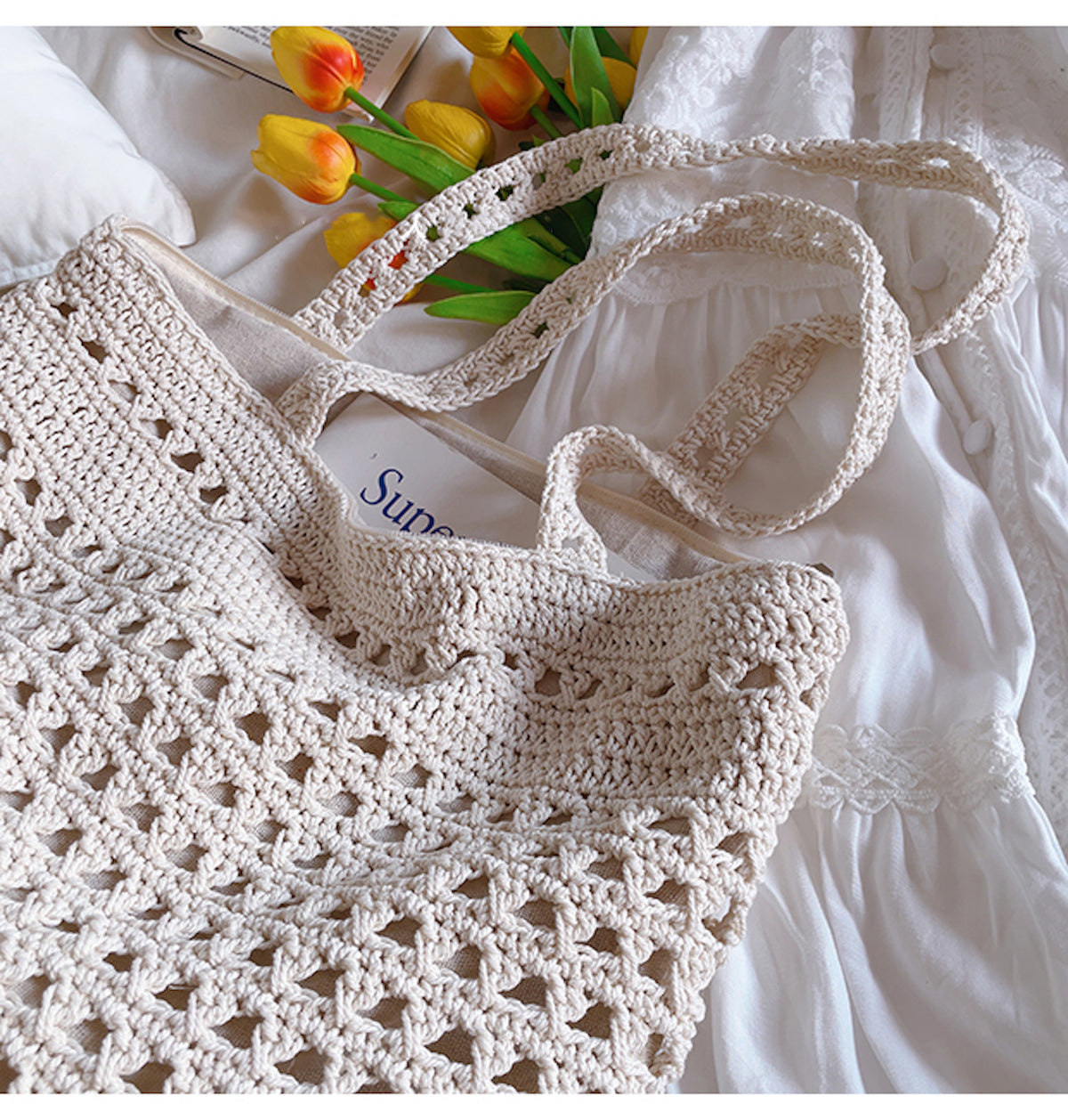 Women’s Handmade Crochet Retro Style Tote Bag for Boho Everyday Style & Gifts