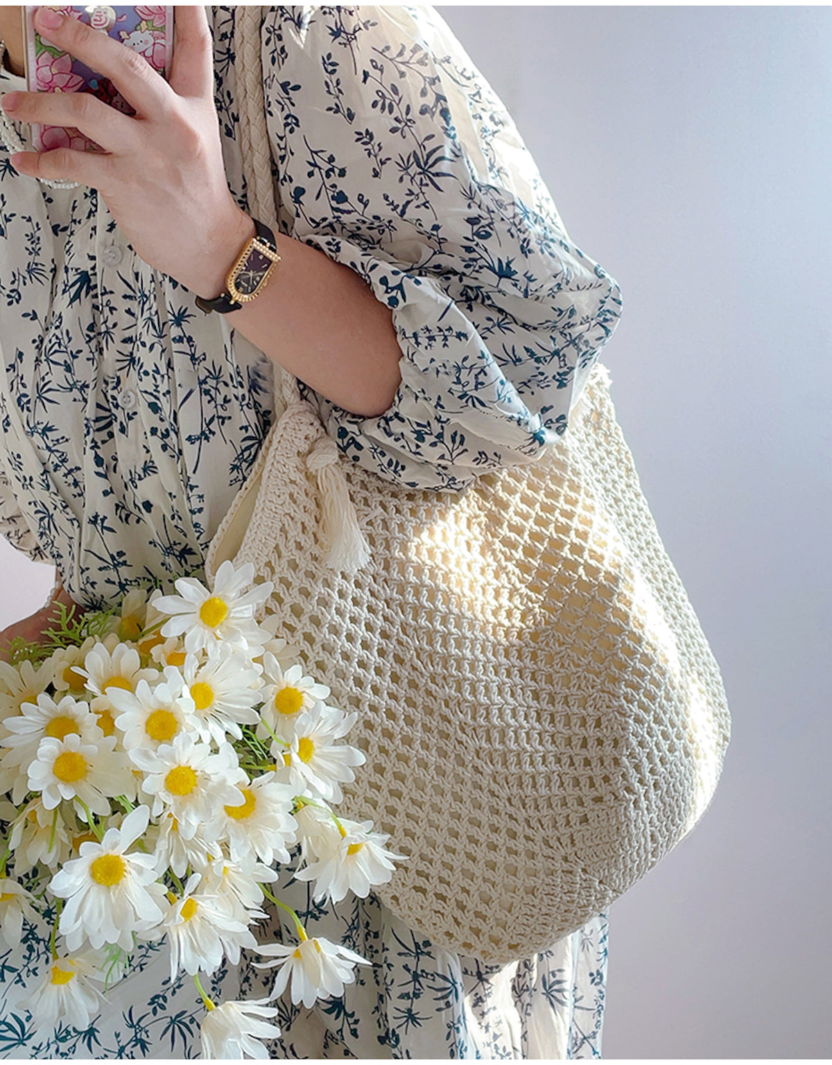 Women’s Handmade Crochet Retro Style Tote Bag for Boho Everyday Style & Gifts