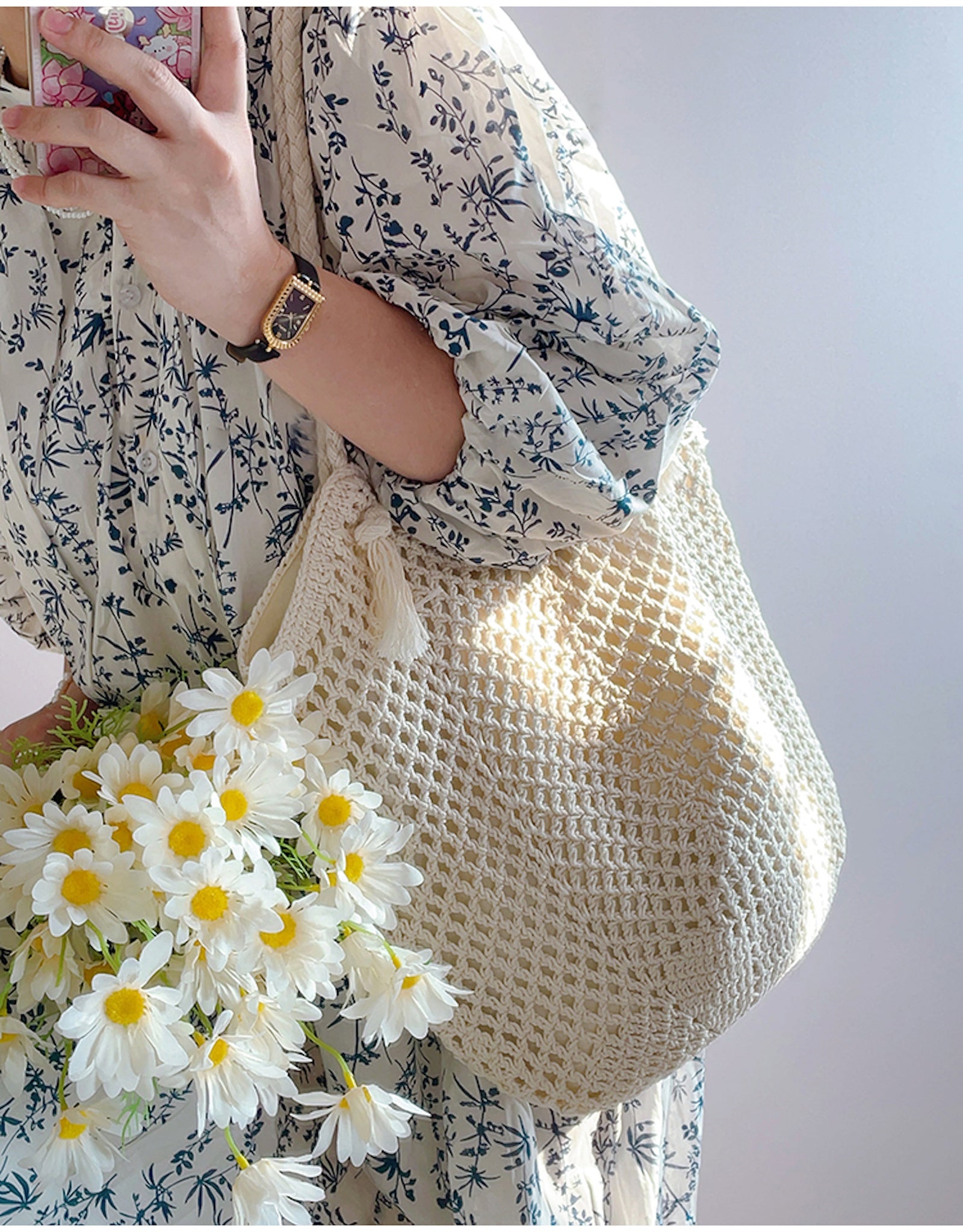 Women’s Handmade Crochet Retro Style Tote Bag for Boho Everyday Style & Gifts
