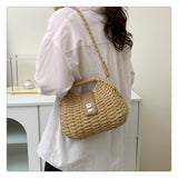 Women’s Straw Shell Shape Crossbody Bag for Beach, Vacation & Summer Outfits