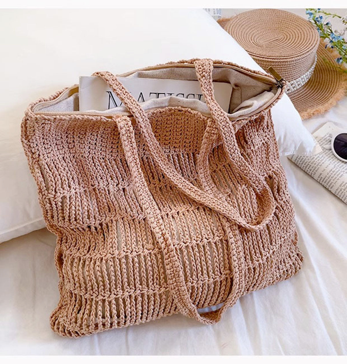 Women’s Retro Cotton Knitted Shoulder Bag Casual Tote Bag for Boho Everyday Style & Gifts