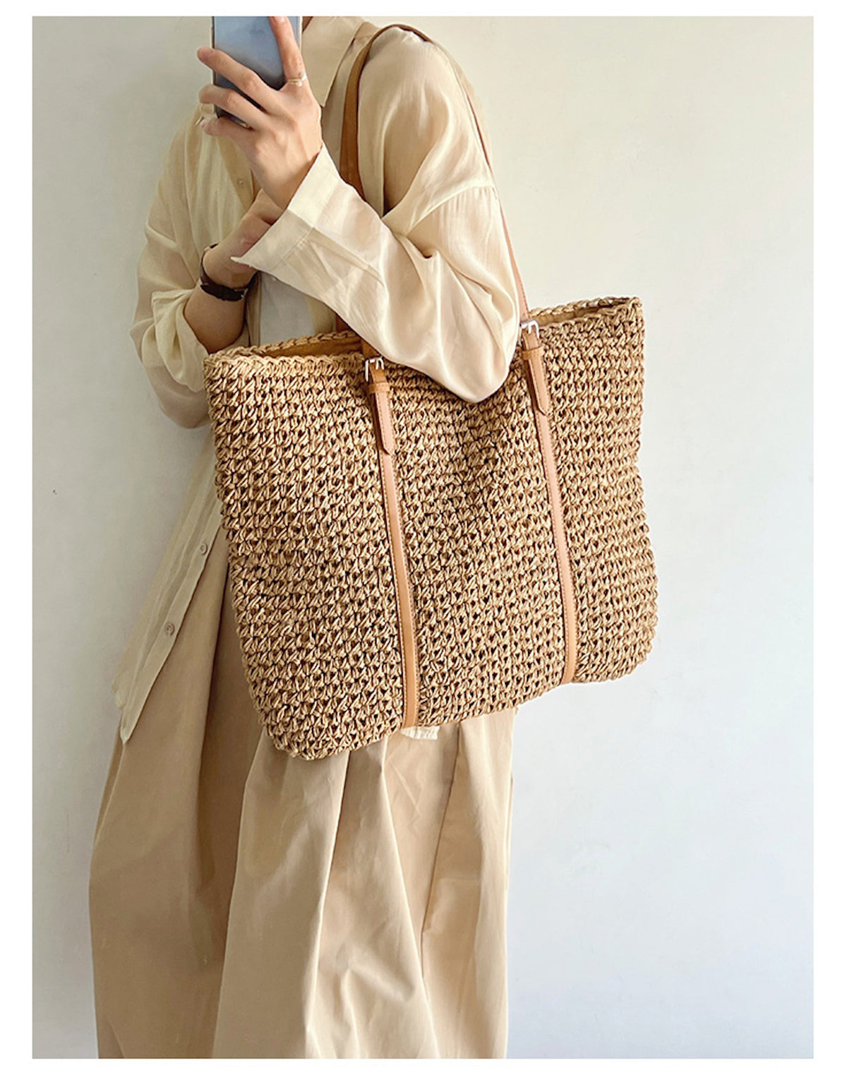 Women’s Chic Large Straw Woven Summer Bag Tote Bag for Beach, Vacation & Summer Outfits
