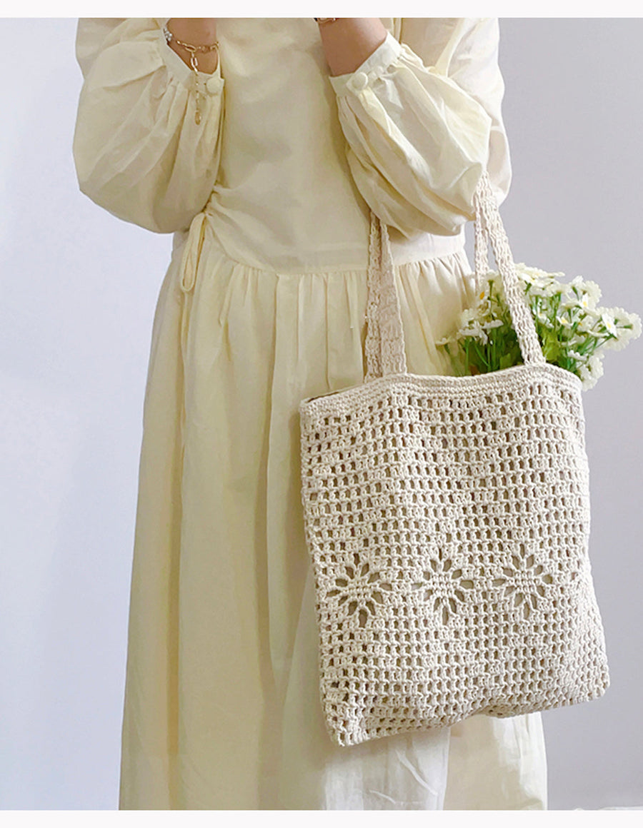 Women’s Artsy Cotton Knitted Shoulder Bag for Boho Everyday Style & Gifts