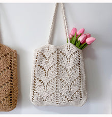 Women’s Retro Artsy Cotton Knitted Bag Shoulder Bag for Boho Everyday Style & Gifts