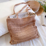 Women’s Retro Cotton Knitted Shoulder Bag Casual Tote Bag for Boho Everyday Style & Gifts