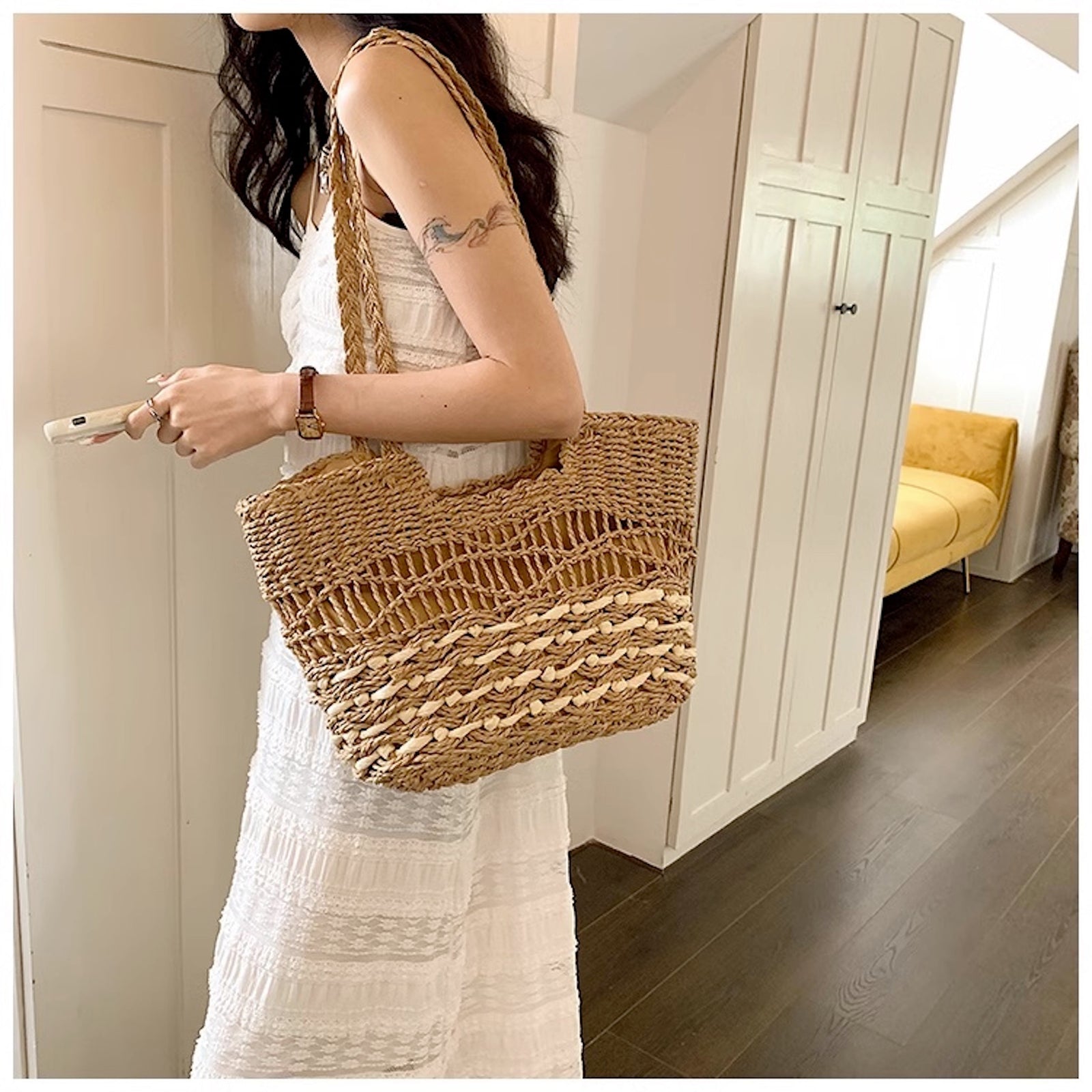Women’s Straw Summer Shoulder Bag Tote Bag for Beach, Vacation & Summer Outfits