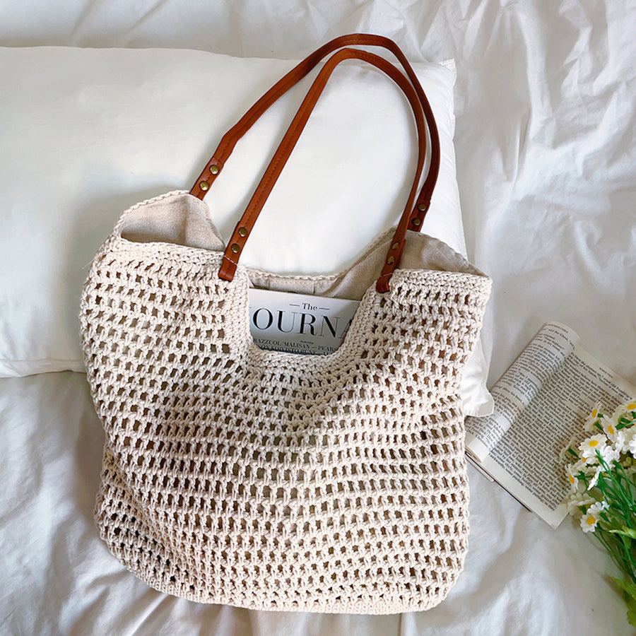 Women’s Oversized Cotton Knitted Shoulder Bag for Boho Everyday Style & Gifts