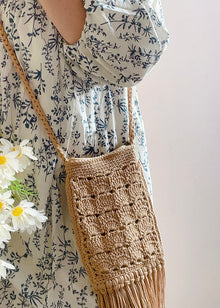 Women’s Crochet Cotton Handmade Bohemian Tassel Beach Small Bag Tote Bag for Boho Everyday Style & Gifts