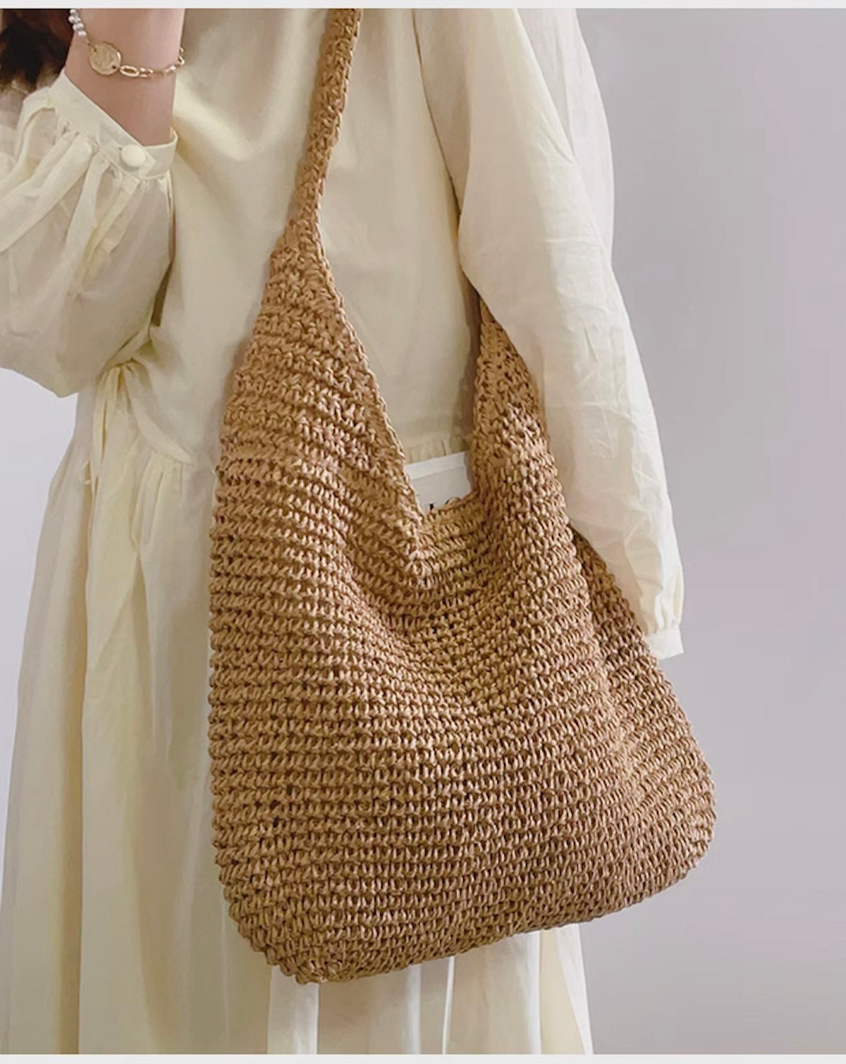 Women’s Simple Straw Woven Shoulder Bag for Beach, Vacation & Summer Outfits