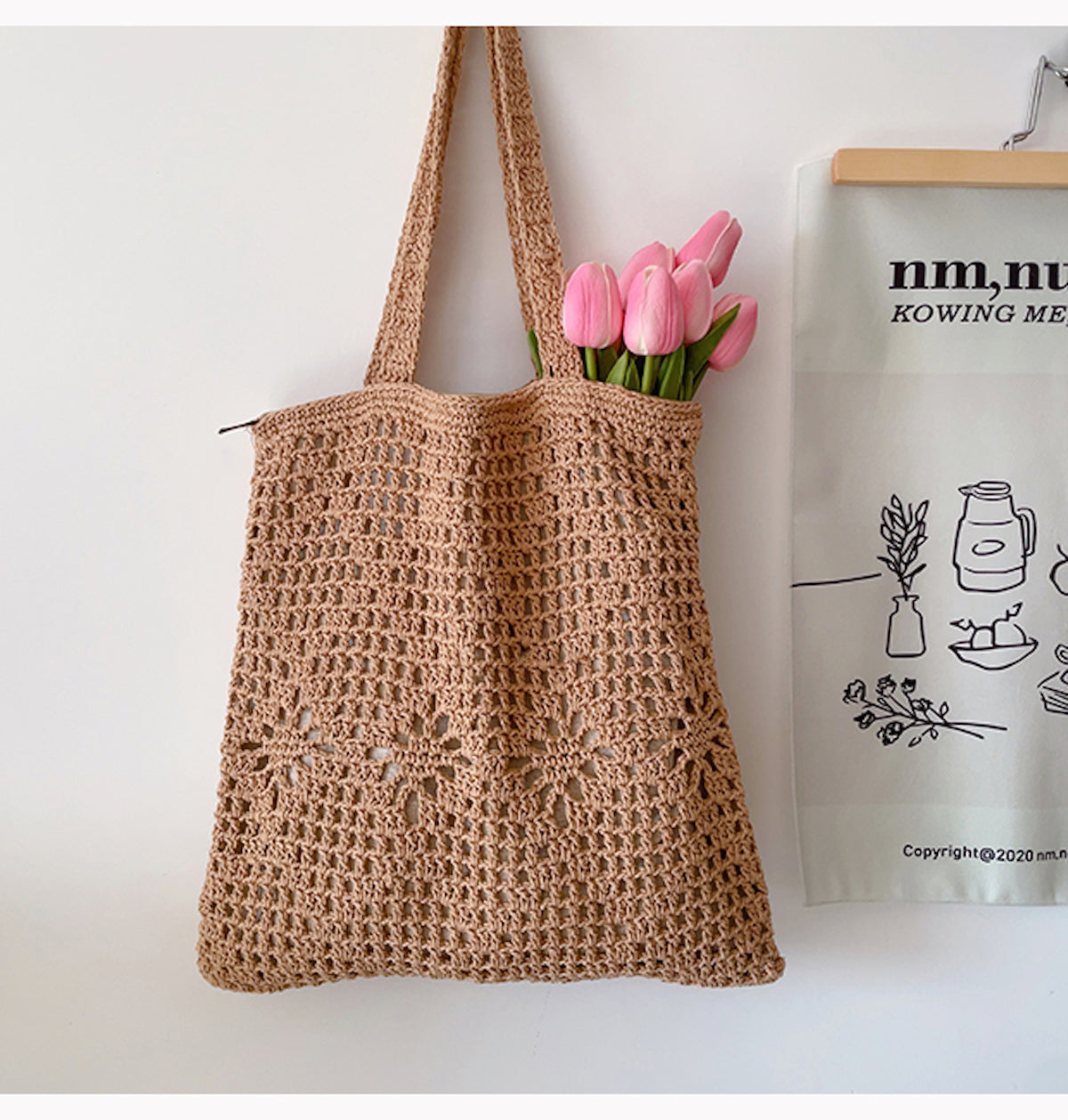 Women’s Artsy Cotton Knitted Shoulder Bag for Boho Everyday Style & Gifts