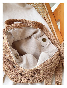 Women’s Crochet Cotton Bucket Shoulder Bag for Boho Everyday Style & Gifts