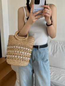 Women’s Summer Raffia Straw Beach Basket Handbag Drawstring Bag for Beach, Vacation & Summer Outfits