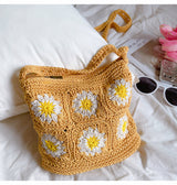 Women’s Handmade Crochet Floral Square Shoulder Bag Purse for Boho Everyday Style & Gifts