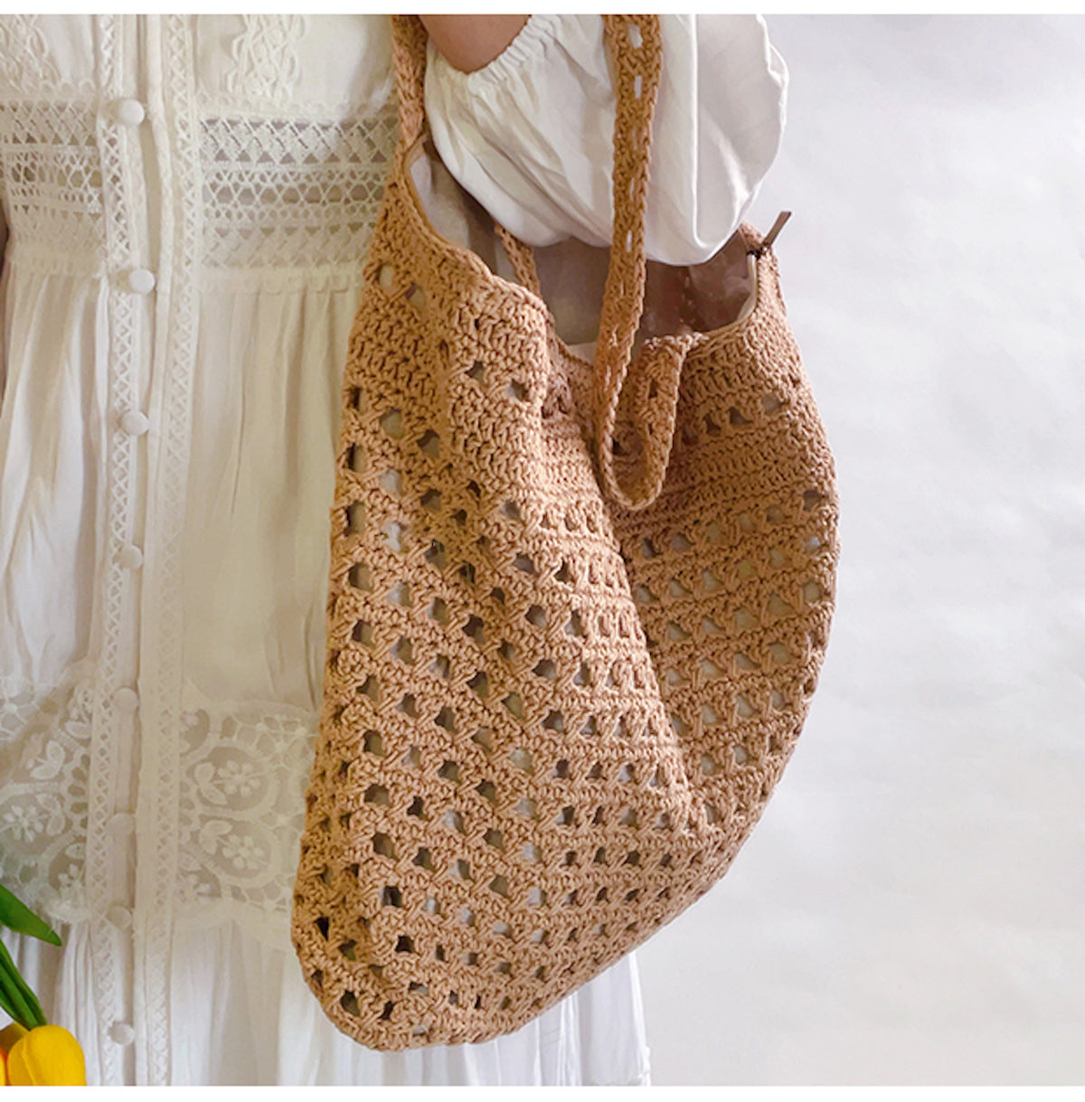 Women’s Handmade Crochet Retro Style Tote Bag for Boho Everyday Style & Gifts
