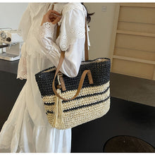 Damen Strohgewebte Sommer-Strandtasche für Strand, Urlaub & Sommer-Outfits
