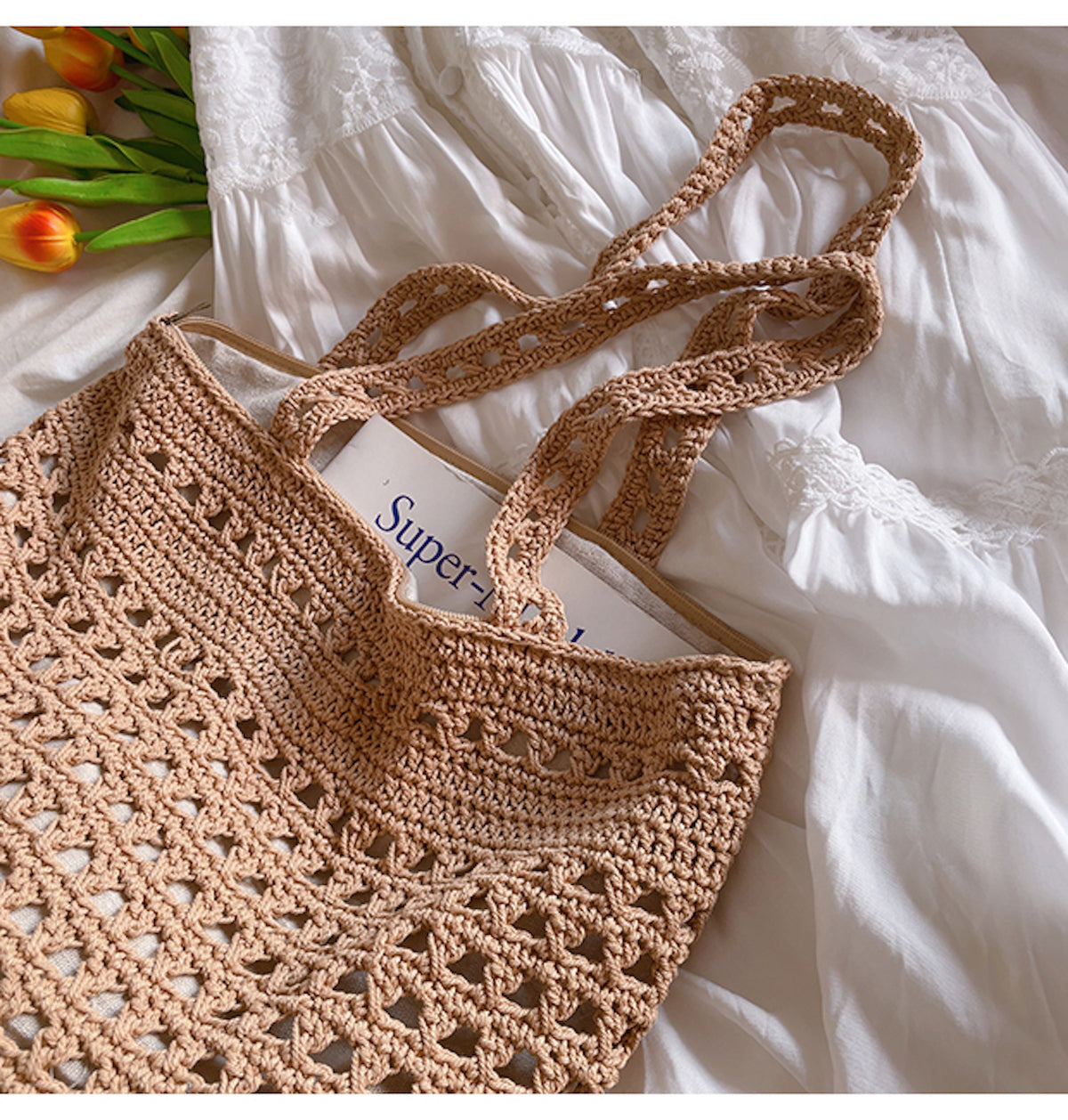 Women’s Handmade Crochet Retro Style Tote Bag for Boho Everyday Style & Gifts
