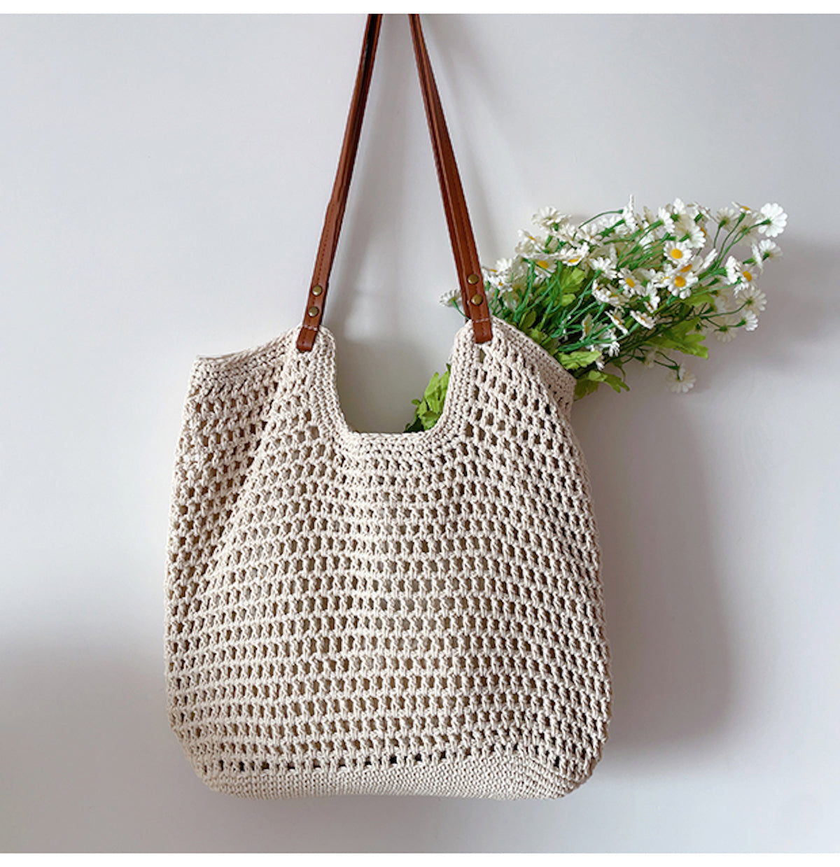 Women’s Oversized Cotton Knitted Shoulder Bag for Boho Everyday Style & Gifts