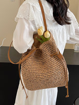 Women’s Retro Straw Woven Tote Bag for Beach, Vacation & Summer Outfits