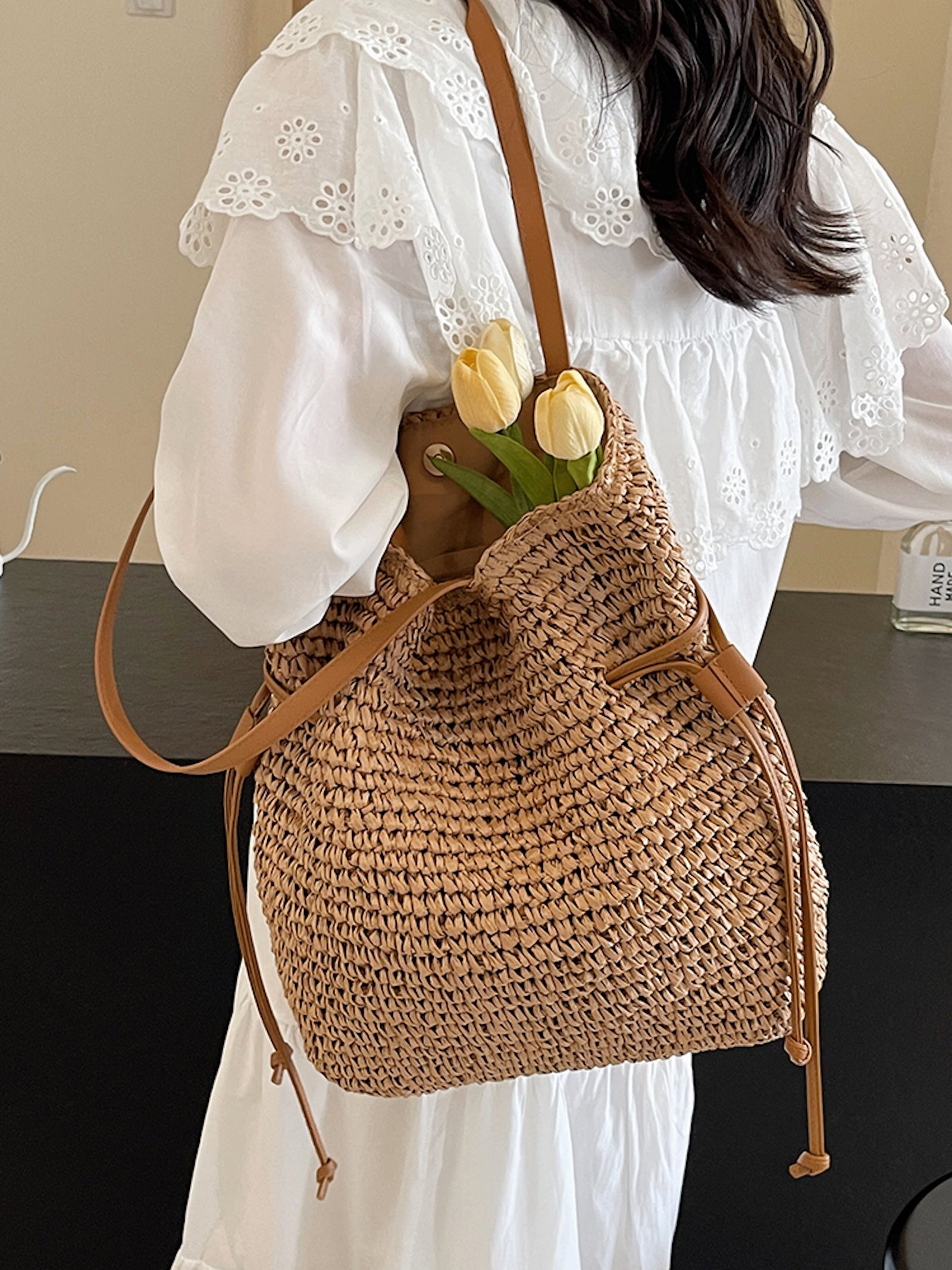 Women’s Retro Straw Woven Tote Bag for Beach, Vacation & Summer Outfits