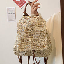 Women’s Straw Backpack with Leather Strap Tote Bag for Beach, Vacation & Summer Outfits