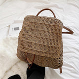 Women’s Straw Backpack with Leather Strap Tote Bag for Beach, Vacation & Summer Outfits