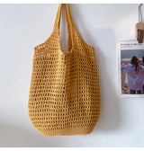 Women’s Retro Cotton Knitted Tote Bag for Boho Everyday Style & Gifts