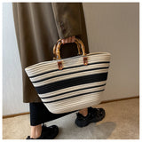 Women’s Knitted Cotton Retro Woven Tote Basket Bag for Boho Everyday Style & Gifts