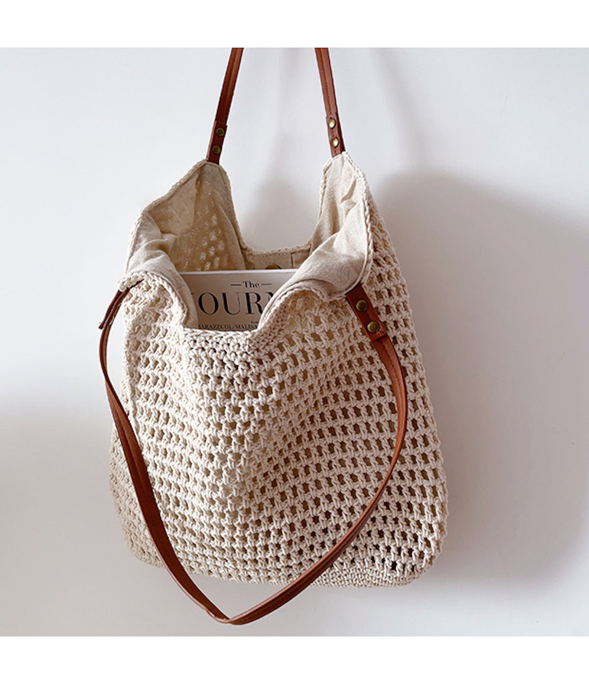Women’s Oversized Cotton Knitted Shoulder Bag for Boho Everyday Style & Gifts