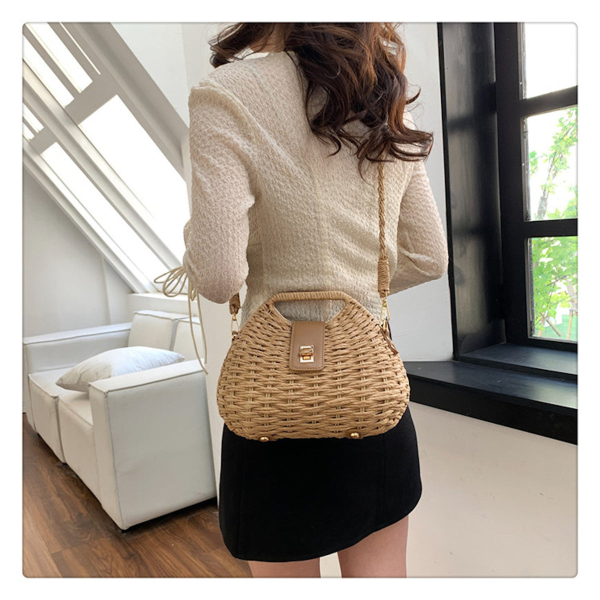 Women’s Straw Shell Shape Crossbody Bag for Beach, Vacation & Summer Outfits