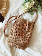Women’s Straw Bucket Shoulder Bag Summer Crossbody Bag for Beach, Vacation & Summer Outfits