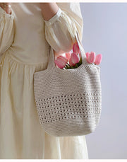 Women’s Crochet Cotton Bucket Bag for Boho Everyday Style & Gifts