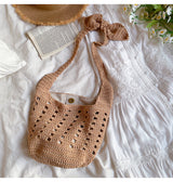 Women’s Crochet Cotton Bucket Shoulder Bag for Boho Everyday Style & Gifts
