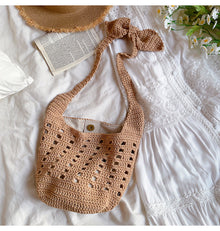 Women’s Crochet Cotton Bucket Shoulder Bag for Boho Everyday Style & Gifts