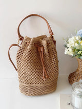 Women’s Straw Bucket Shoulder Bag Summer Crossbody Bag for Beach, Vacation & Summer Outfits